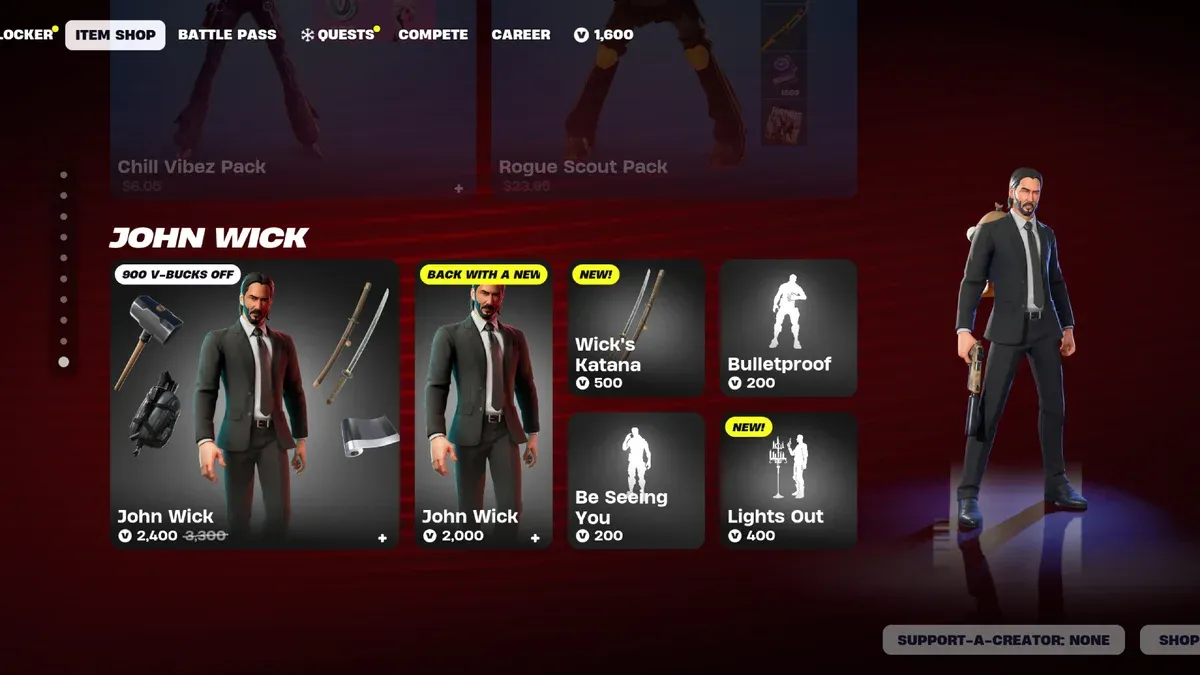 В Fortnite появился обновлённый набор со скином Джона Уика