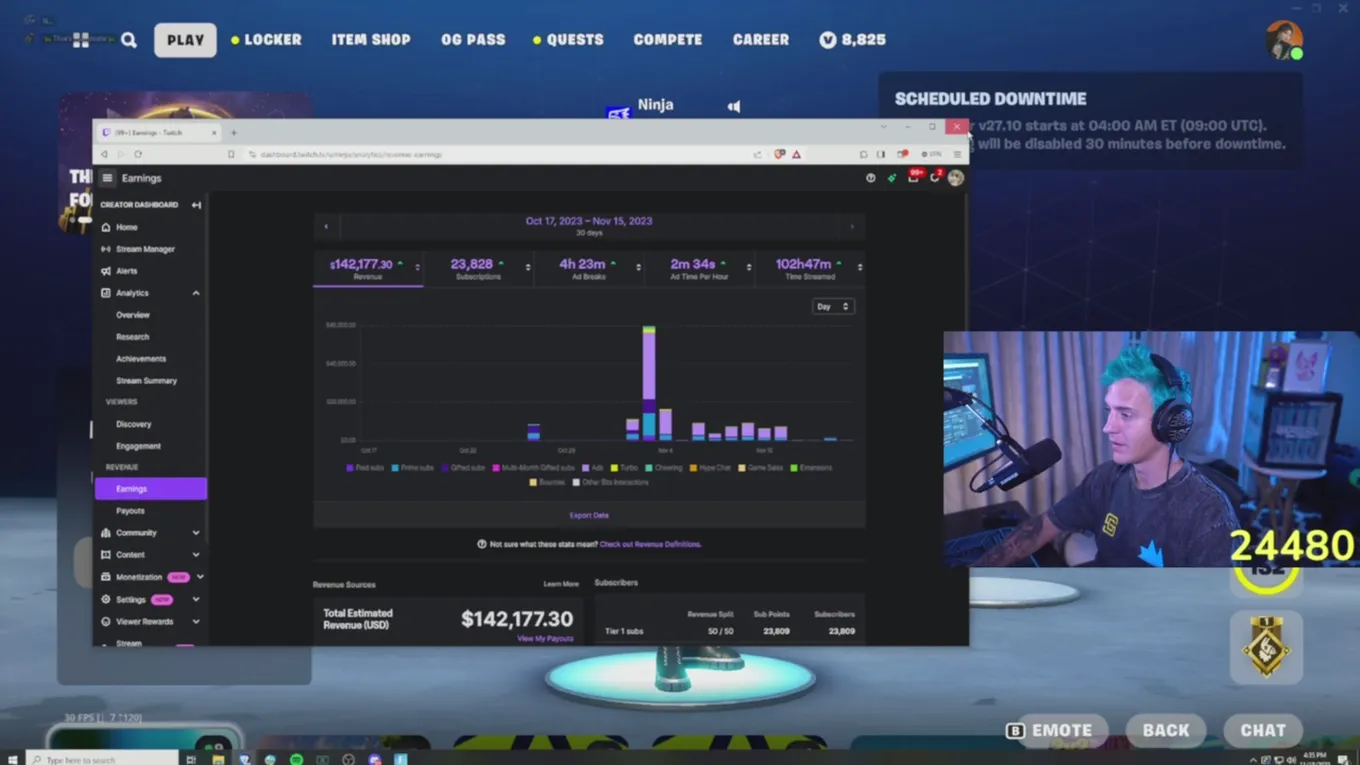 Ninja случайно раскрыл свой заработок на Twitch за месяц – более 12 миллионов рублей