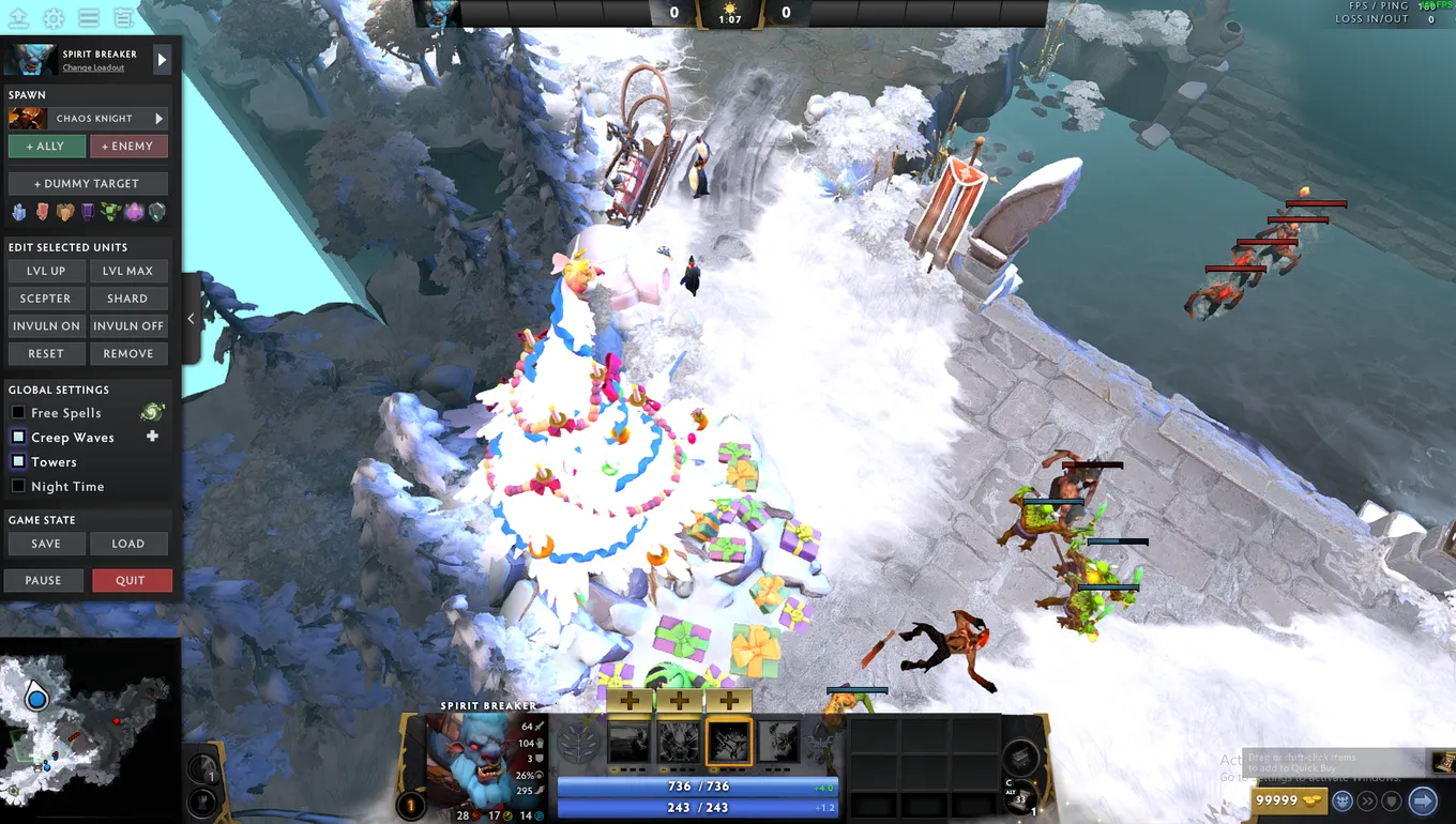 В тренировочное лобби Dota 2 добавили зимний ландшафт