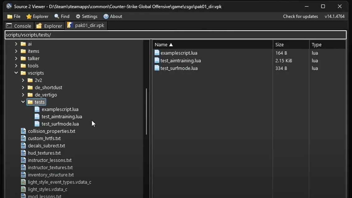 Упоминание Surf в бета-версии CS2 (Gabe Follower)