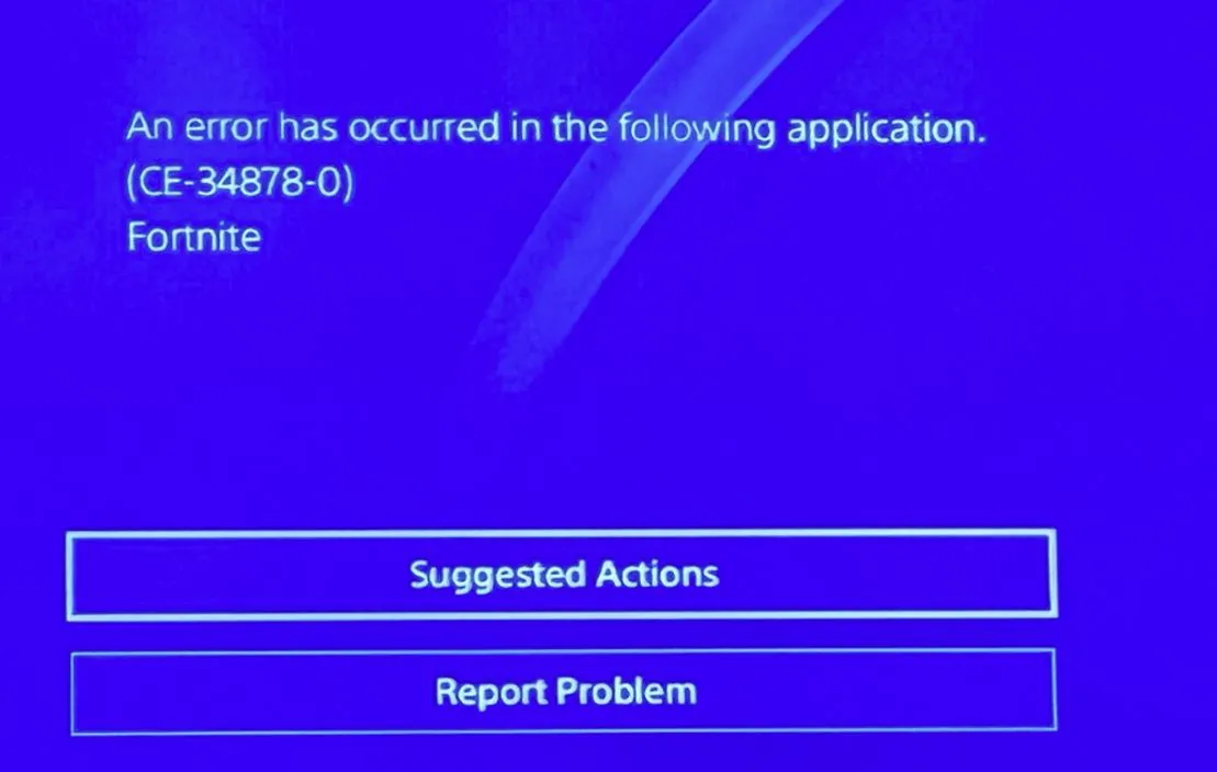 Ошибка в Fortnite на PlayStation