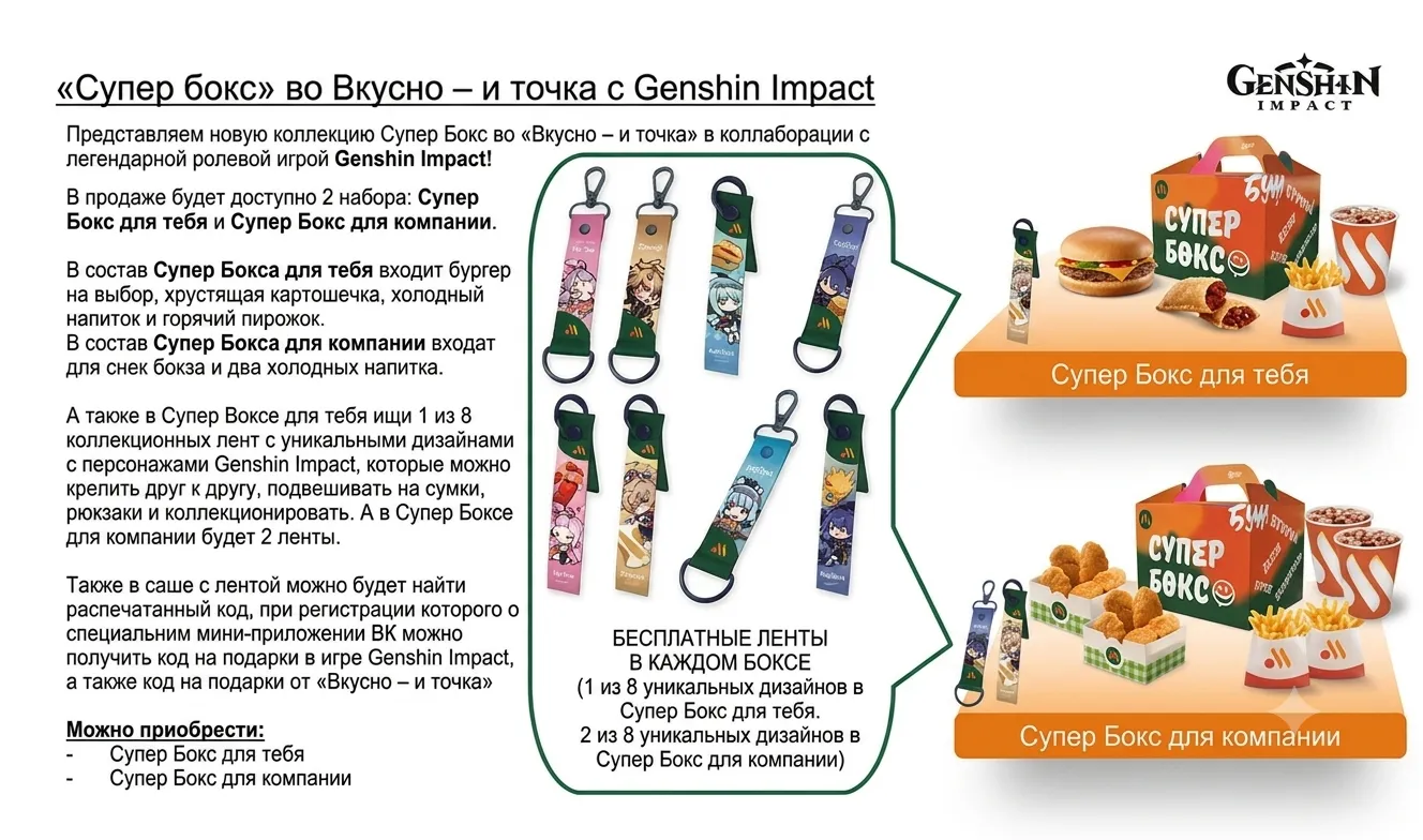 «Вкусно — и точка» готовит коллаборацию с Genshin Impact