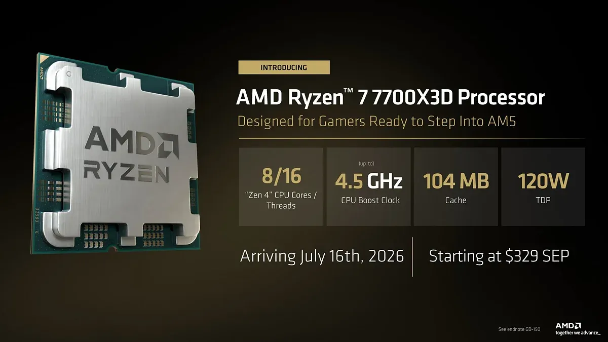 Скриншот официального анонса Ryzen 7 7700X3D