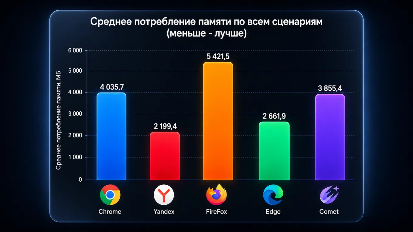 Firefox оказался худшим браузером по производительности