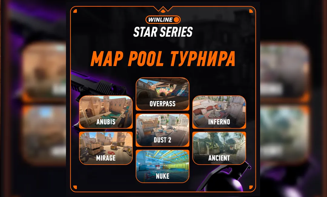 Маппул Winline Star Series S2 по CS2 стандартный, как на про-сцене: Mirage, Dust2, Inferno, Nuke, Ancient, Overpass, Anubis