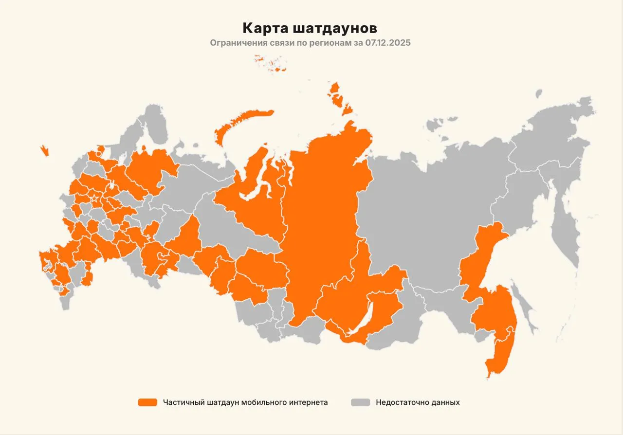 Статистика шатдаунов интернета по России