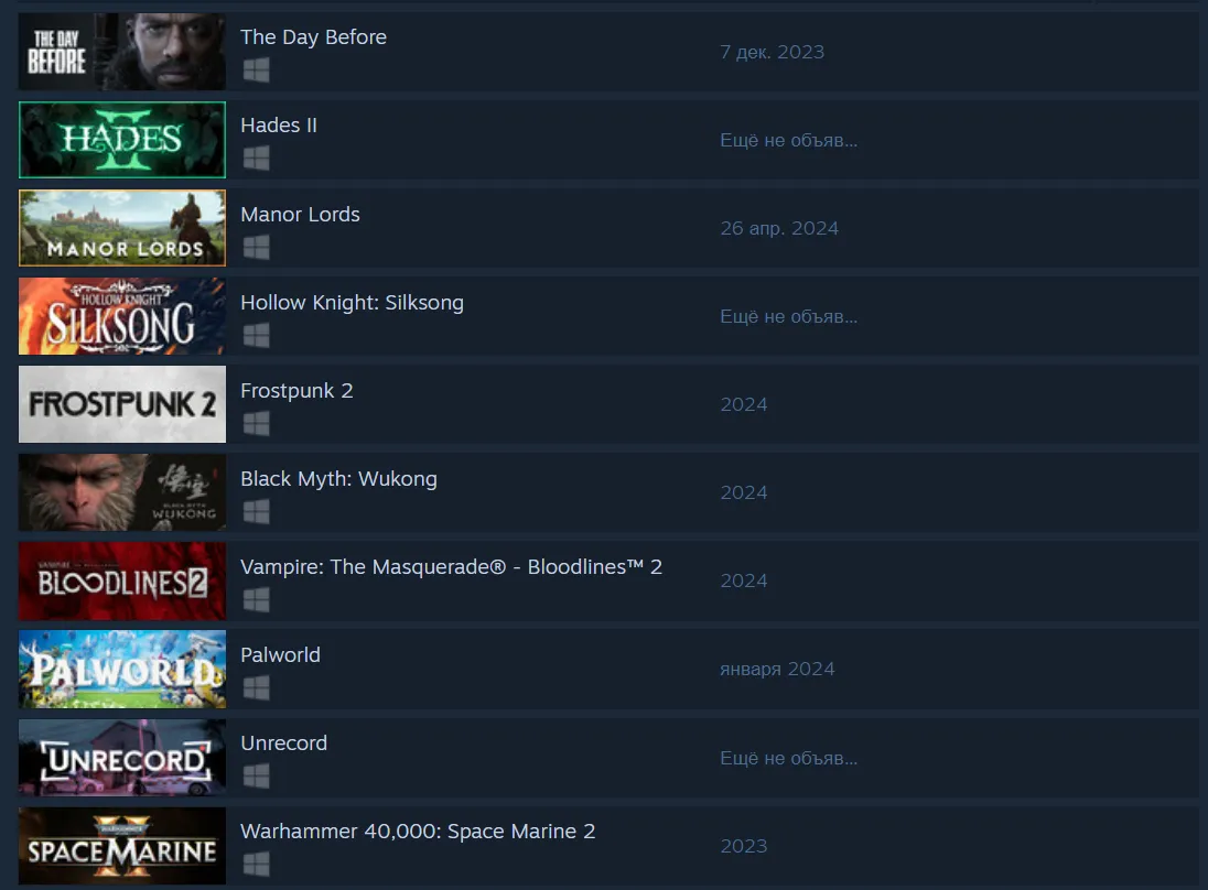 Самые ожидаемые игры в российском Steam