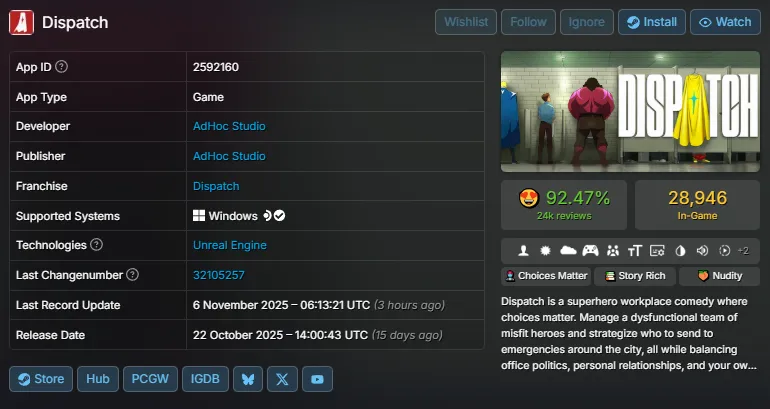 Статистика Dispatch с сайта steamdb