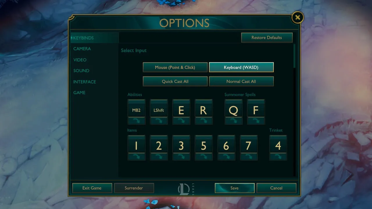 Скриншот настроек из League of Legends
