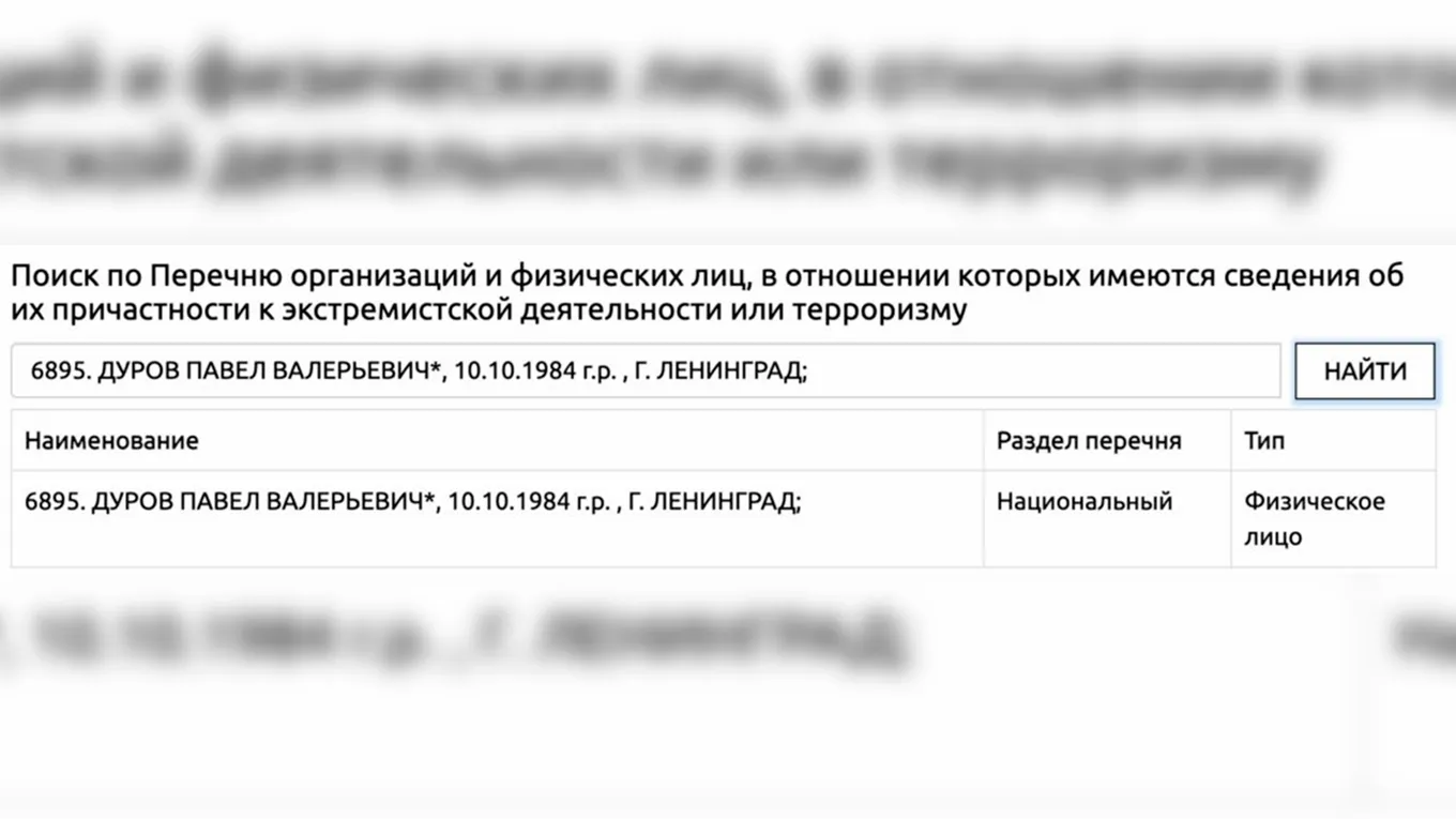 В реестре Павел Дуров* находится под номером 6895