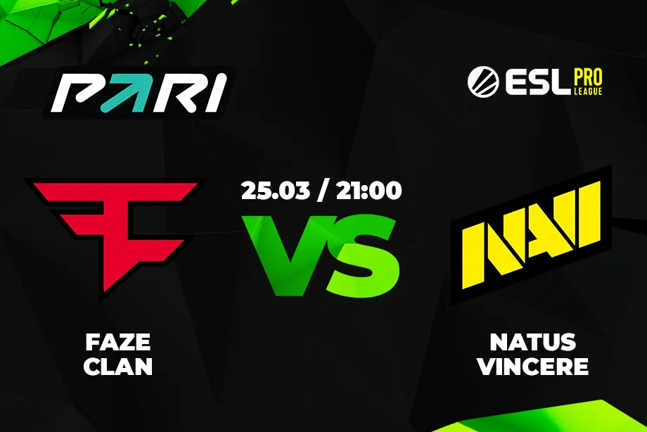 Клиент PARI поставил 500 тысяч рублей на победу NaVi над FaZe на ESL Pro League Season 17