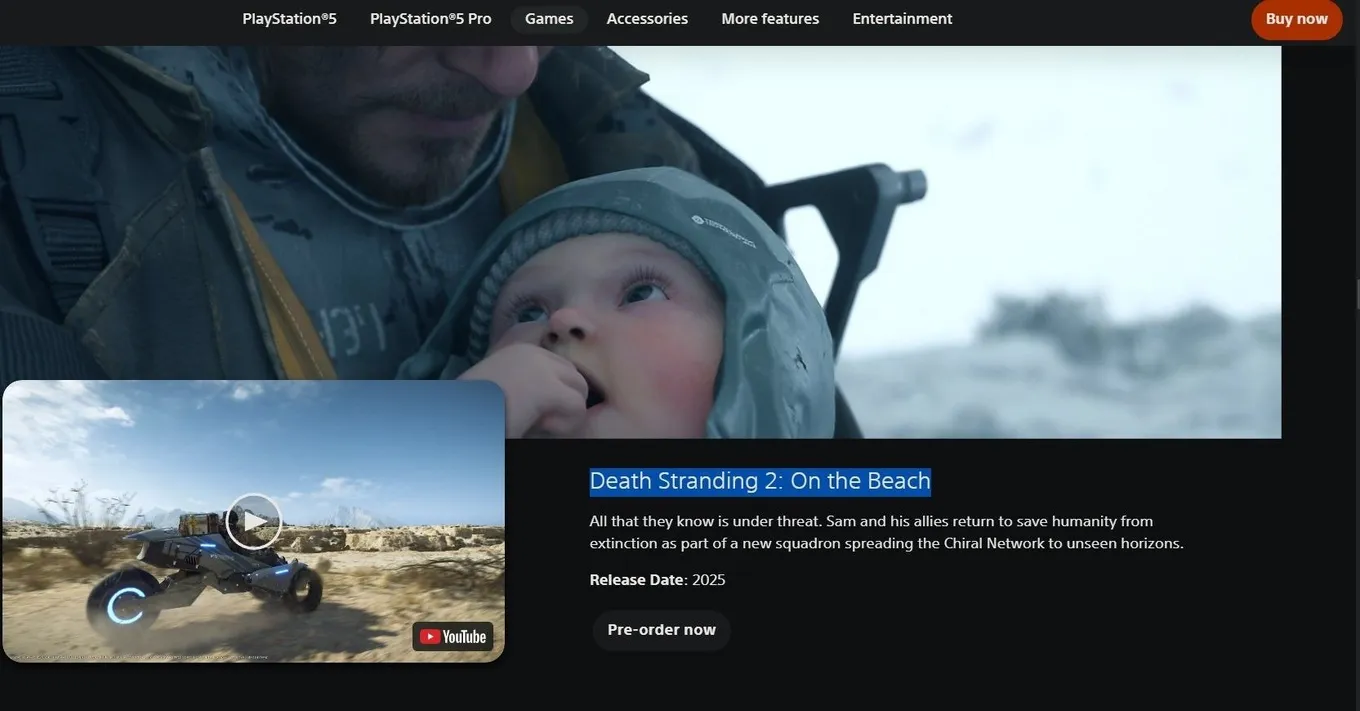 Death Stranding 2 на сайте Sony