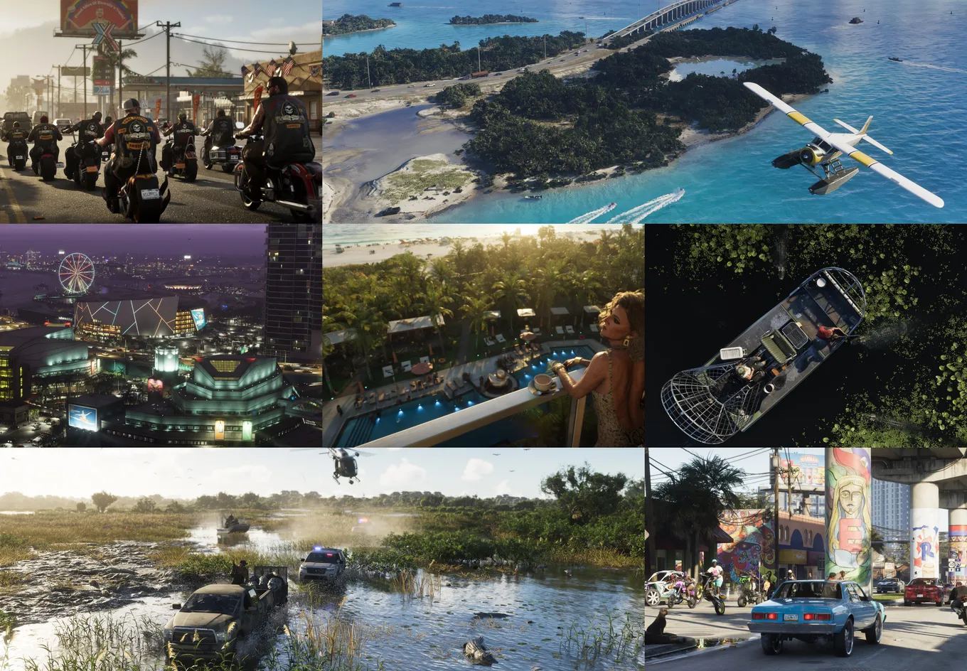 Открытый мир и пейзажи в GTA 6 (основное место действия – Вайс-Сити, США)