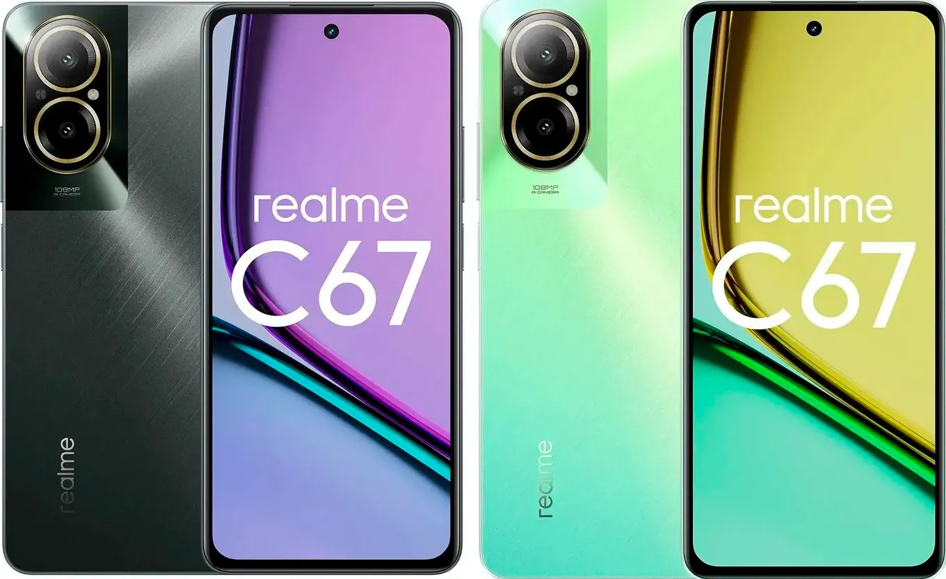 Чёрный и зелёный realme C67