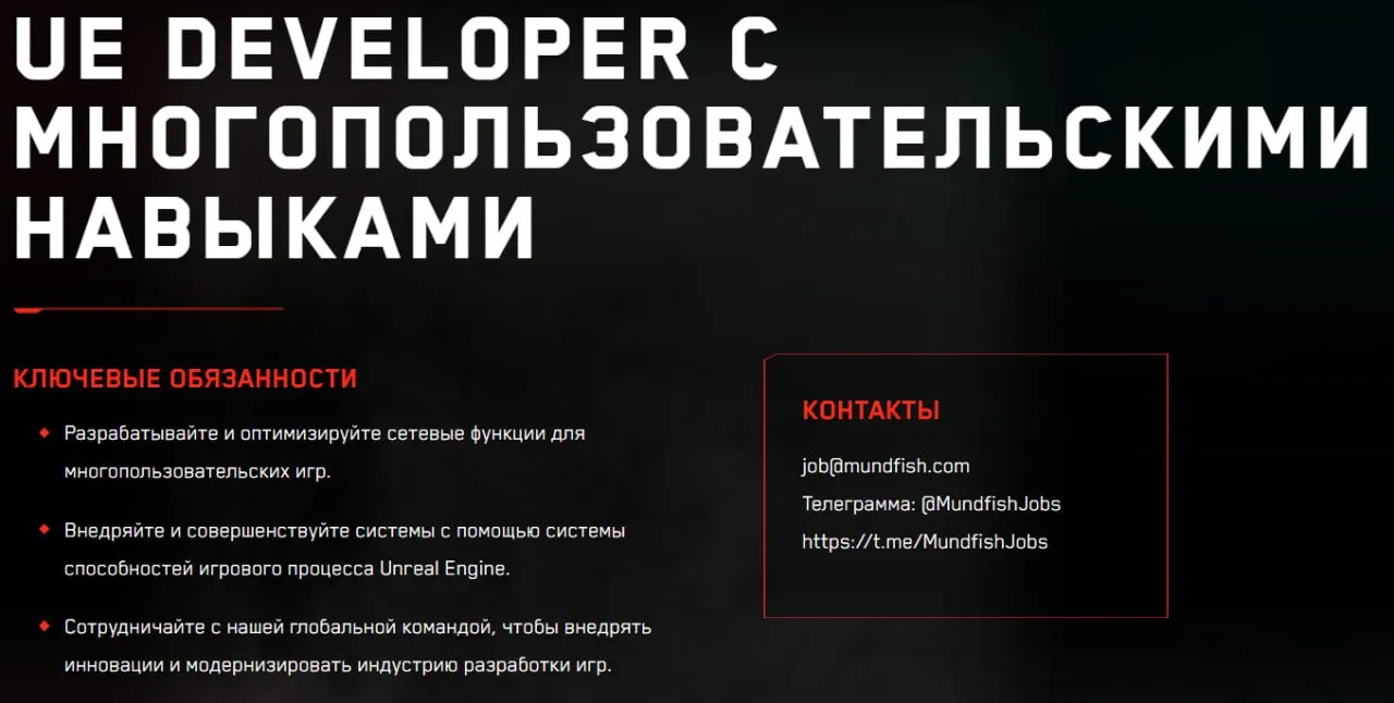 Подробности вакансии в Mundfish