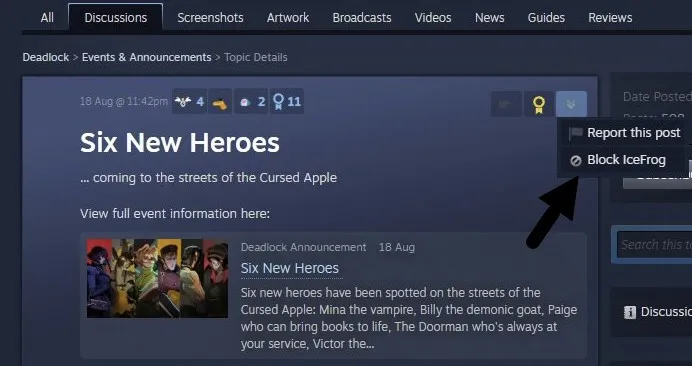 Упоминание IceFrog в Steam