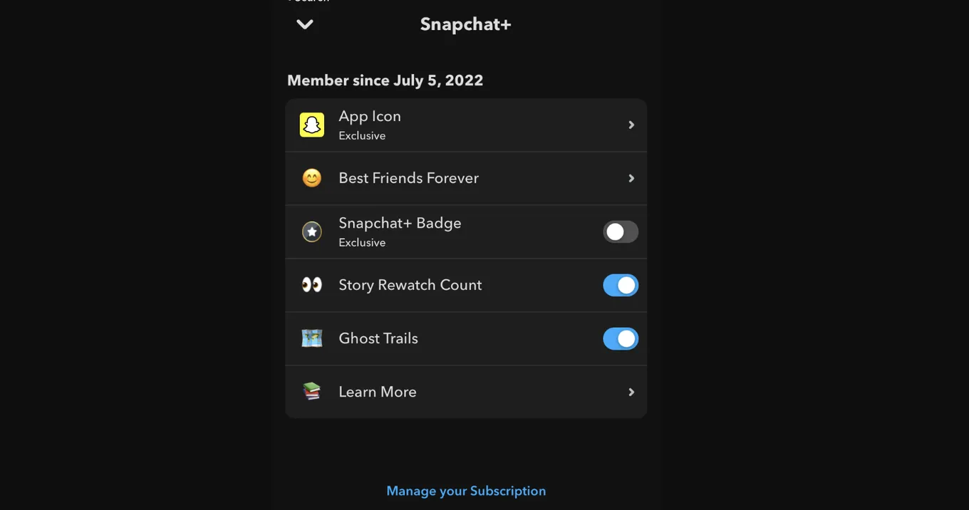Специальные функции Snapchat+