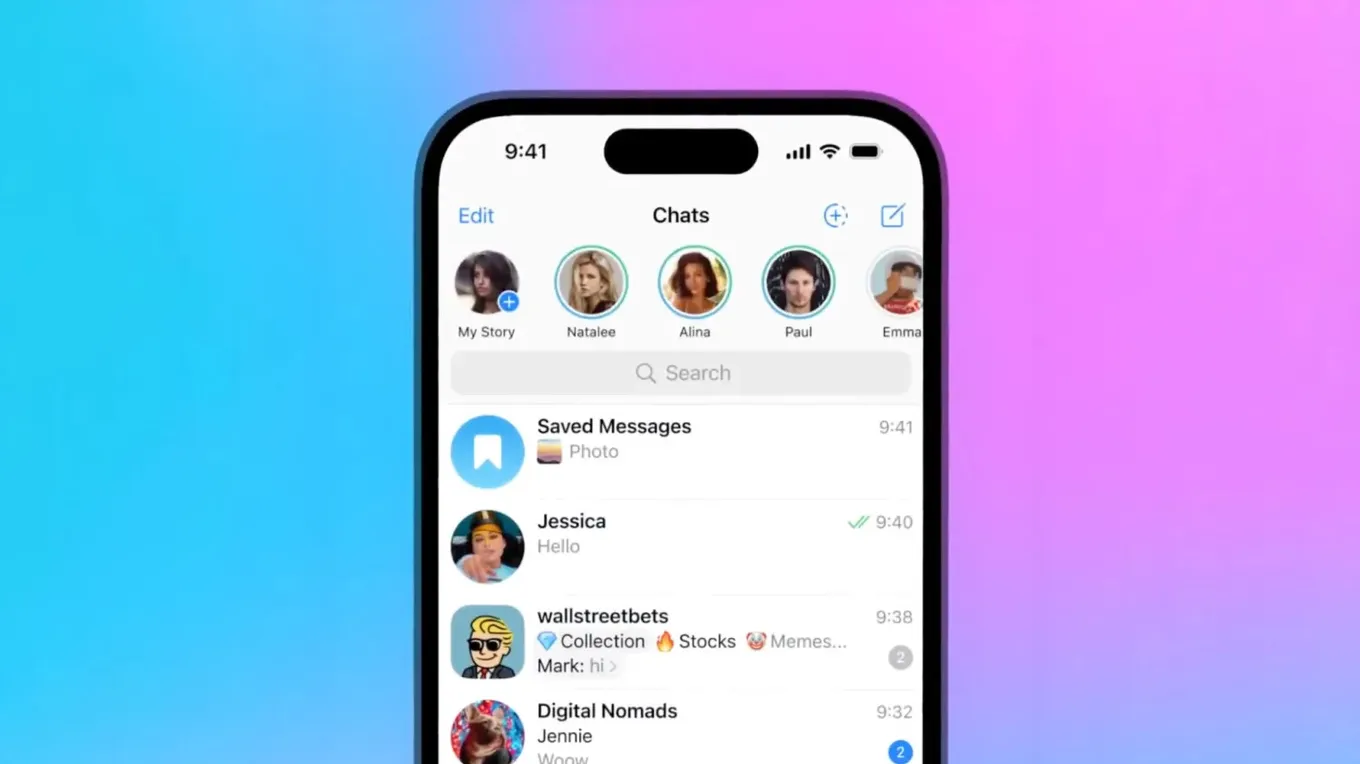 Панель сторис в Telegram