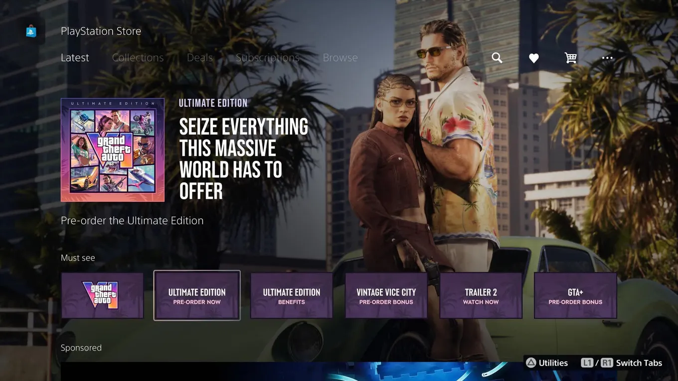 Рекламный блок, с которого можно сразу перейти в PS Store и оформить предзаказ
