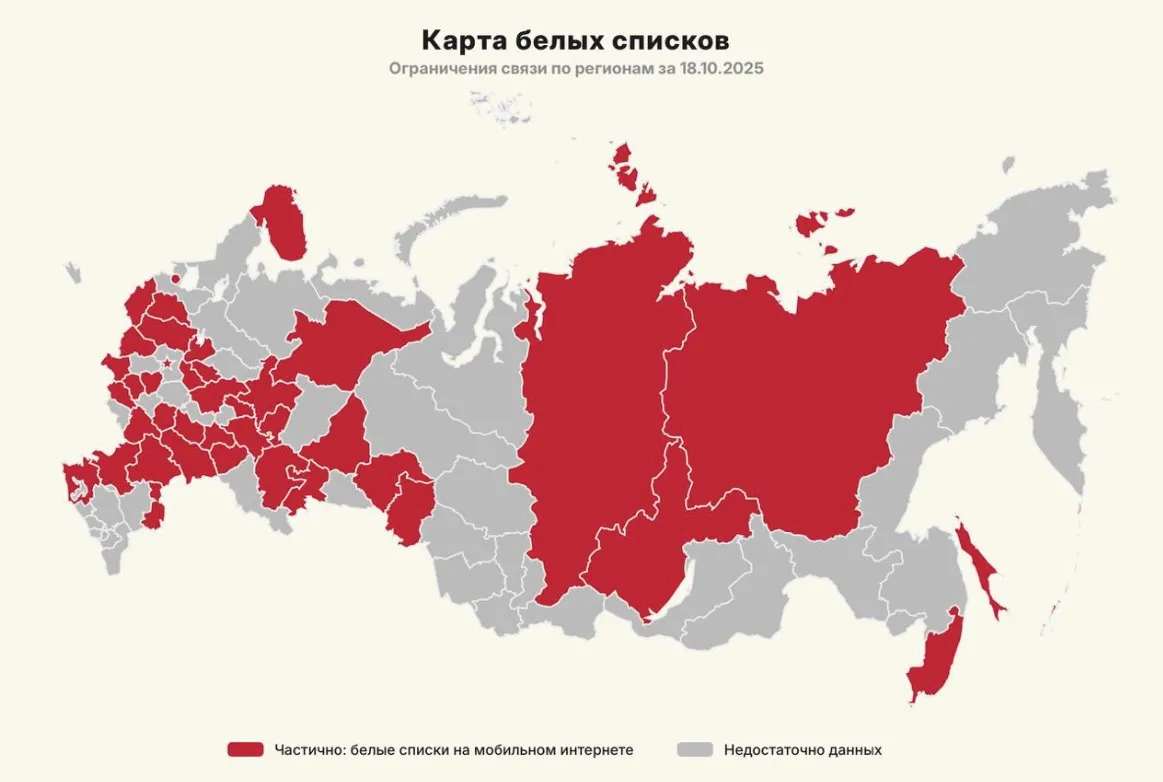 Статистика применения «белых списков» по России