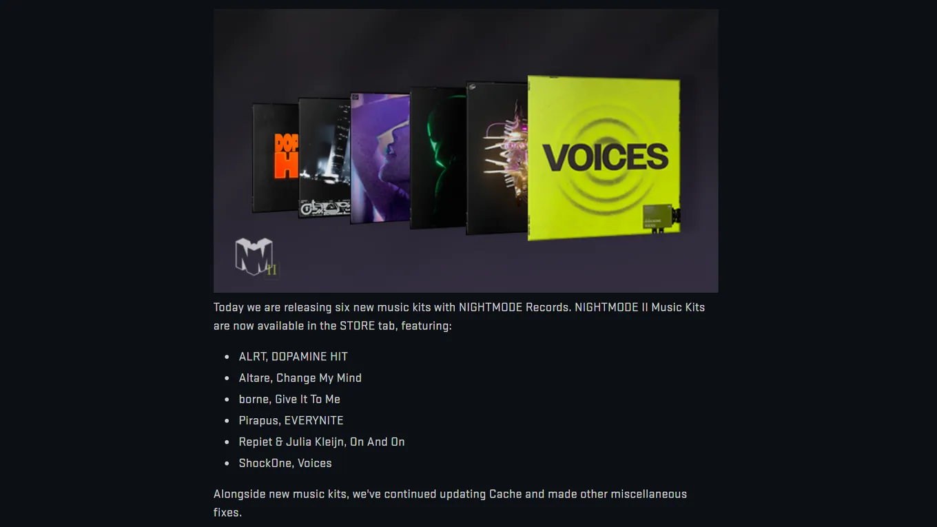 Официальный патчноут и список треков NIGHTMODE II доступен на сайте Valve