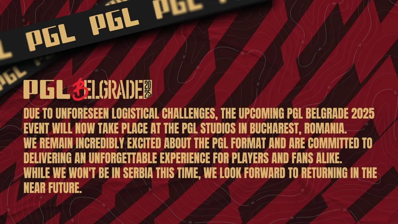 Анонс отмены PGL Belgrade 2025