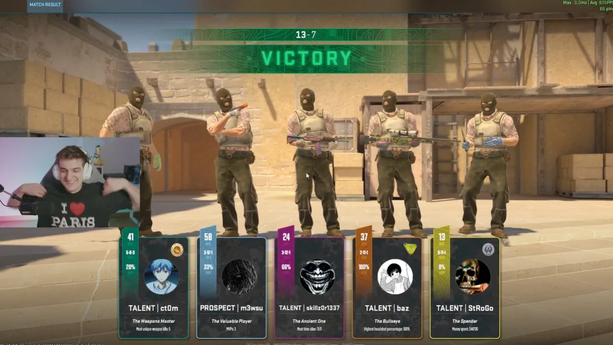 Момент поражения m0NESY на карте Mirage челленджа 1v5