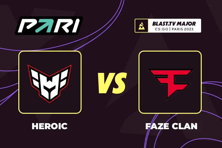 Клиент PARI поставил 465 тысяч рублей на победу Heroic над FaZe в плей-офф BLAST.tv Paris Major 2023