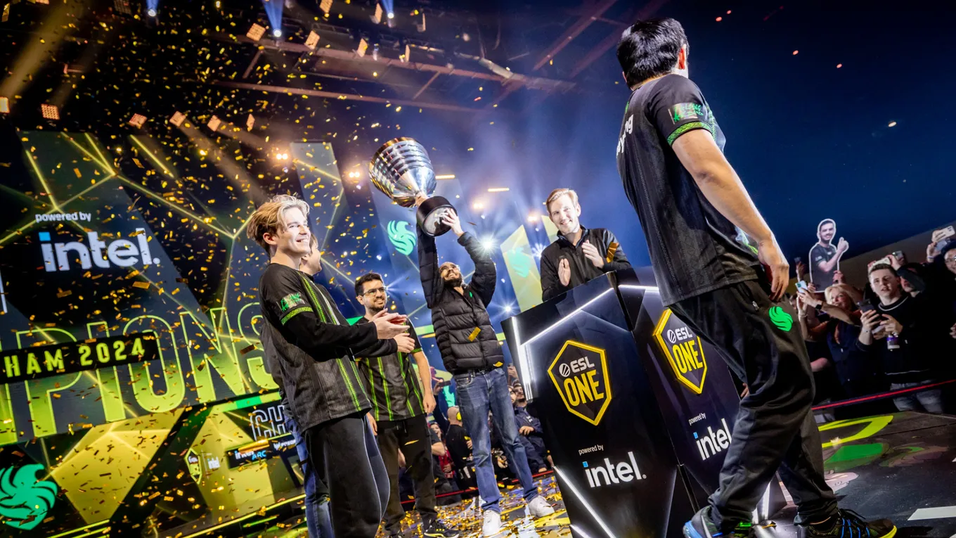 Team Falcons после победы на ESL One Birmingham 2024