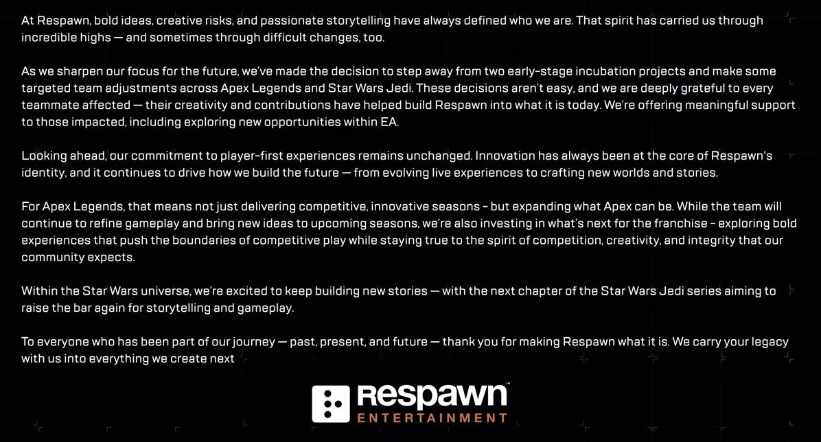 Заявление Respawn Entertainment
