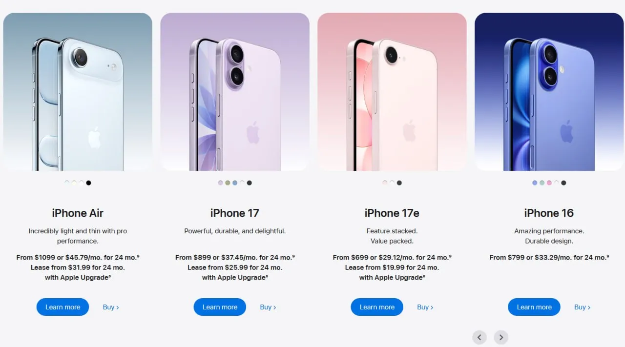 После осенней презентации Apple пересмотрела стоимость предыдущих моделей iPhone в США
