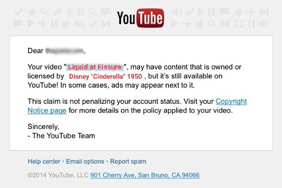Предупреждение от YouTube