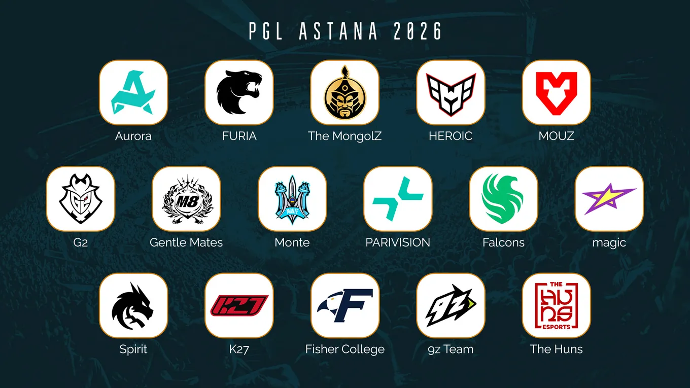 Всего на PGL Astana 2026 выступят 16 команд со всего мира