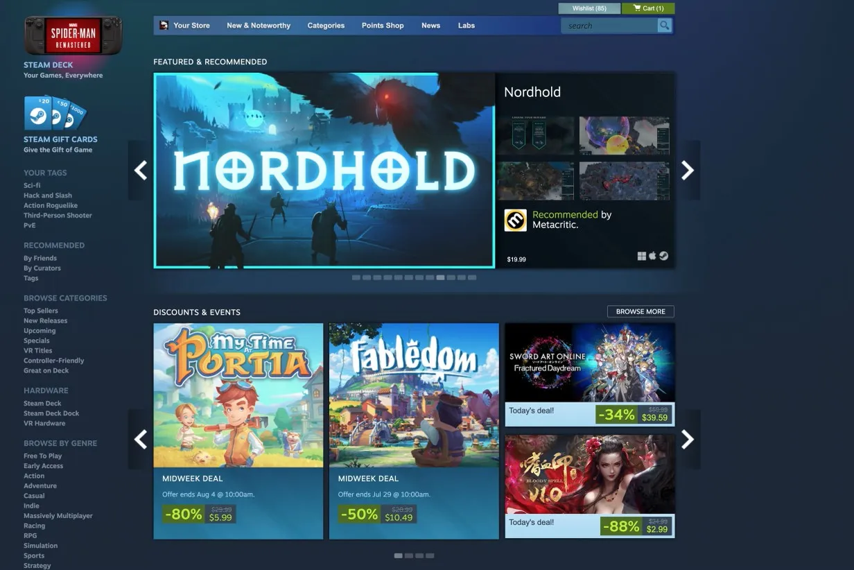 Новое меню Steam
