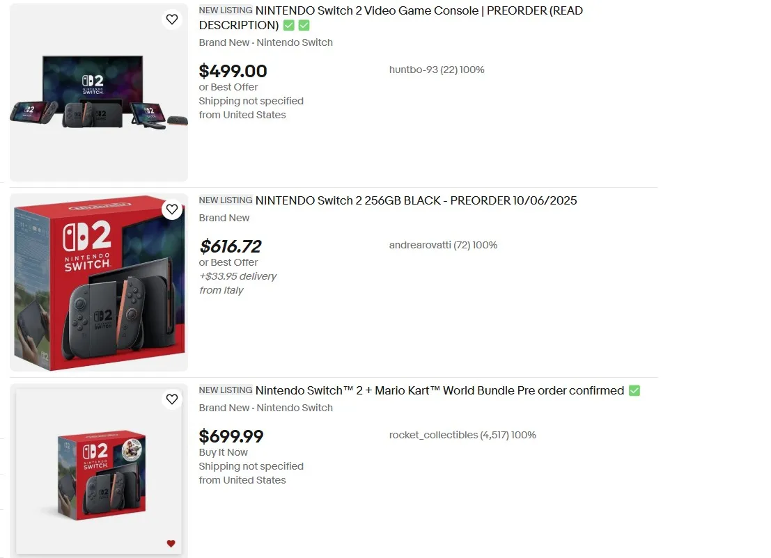 Борьба с перекупщиками Nintendo Switch 2 на eBay