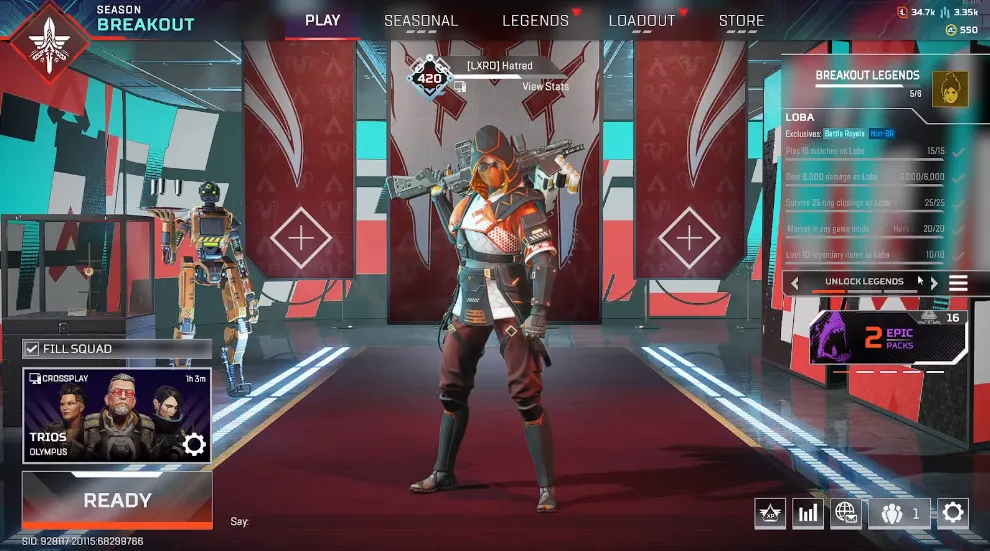 Меню и лобби в Apex Legends