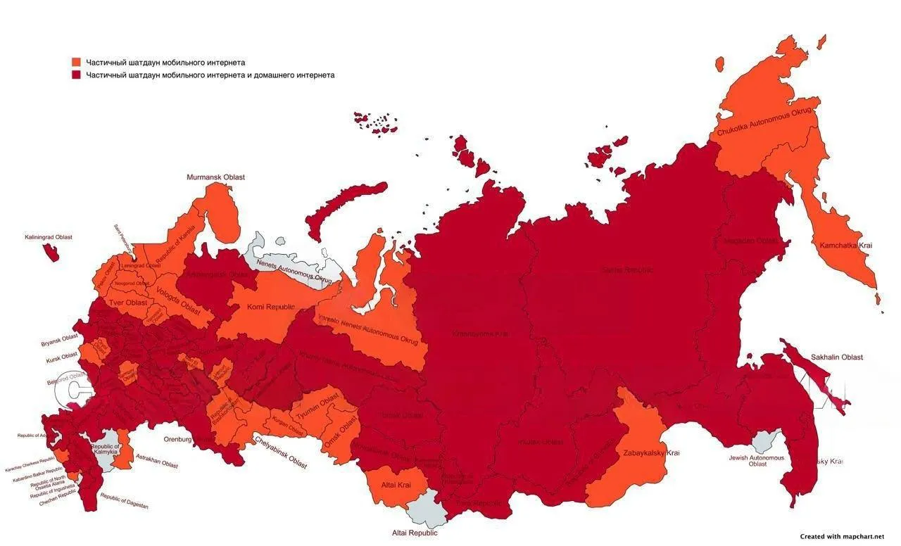 Ограничения связи по состоянию на 7 июля 2025 года