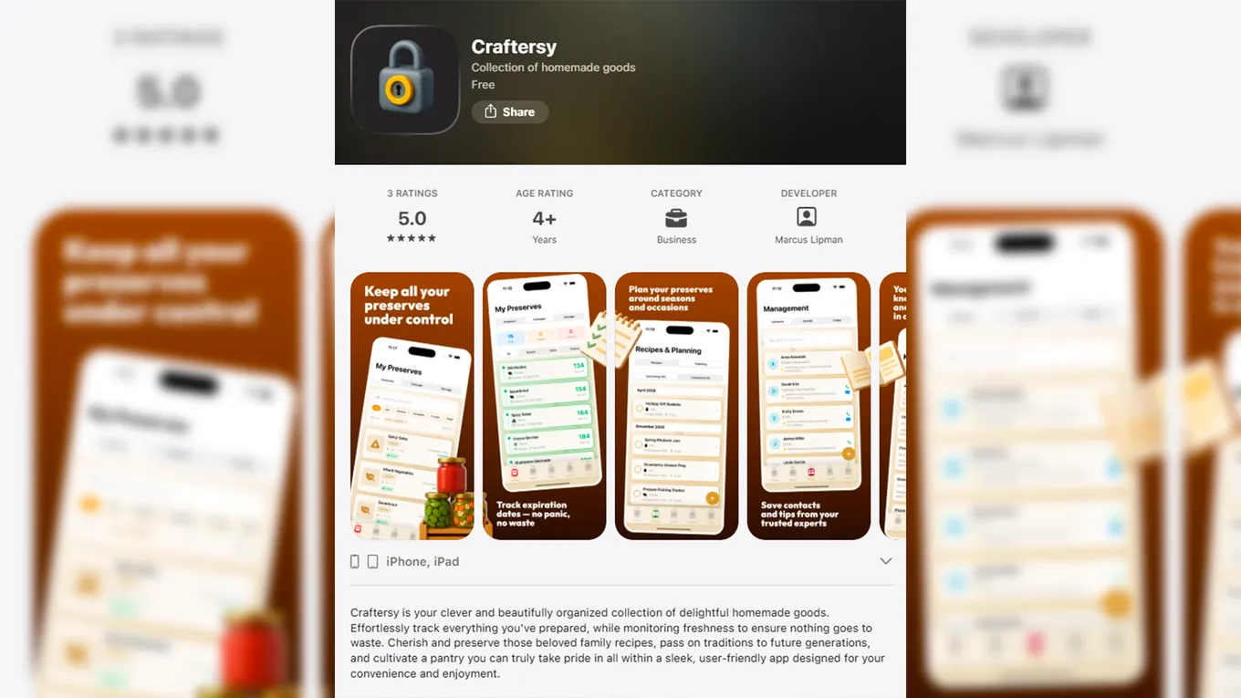 На карточке App Store она указана как Crafterspy («коллекция домашних заготовок»)