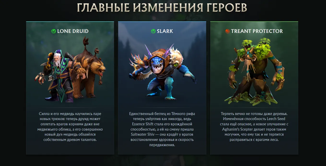 Valve переработала ключевые способности и механики Lone Druid, Slark и Treant Protector