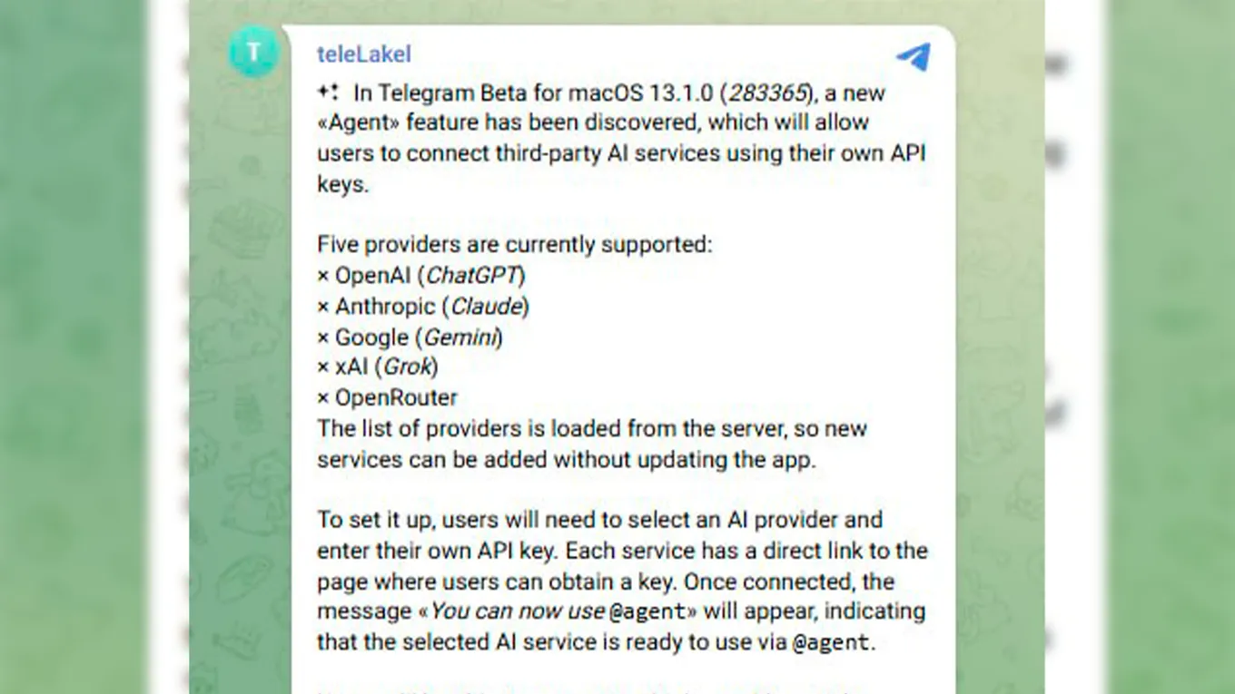 В тестовой версии Telegram 13.1.0 для macOS обнаружили скрытую функцию Agent