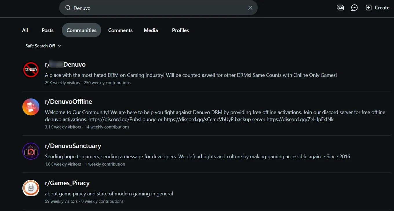 Самые популярные сообщества про Denuvo на Reddit созданы хейтерами