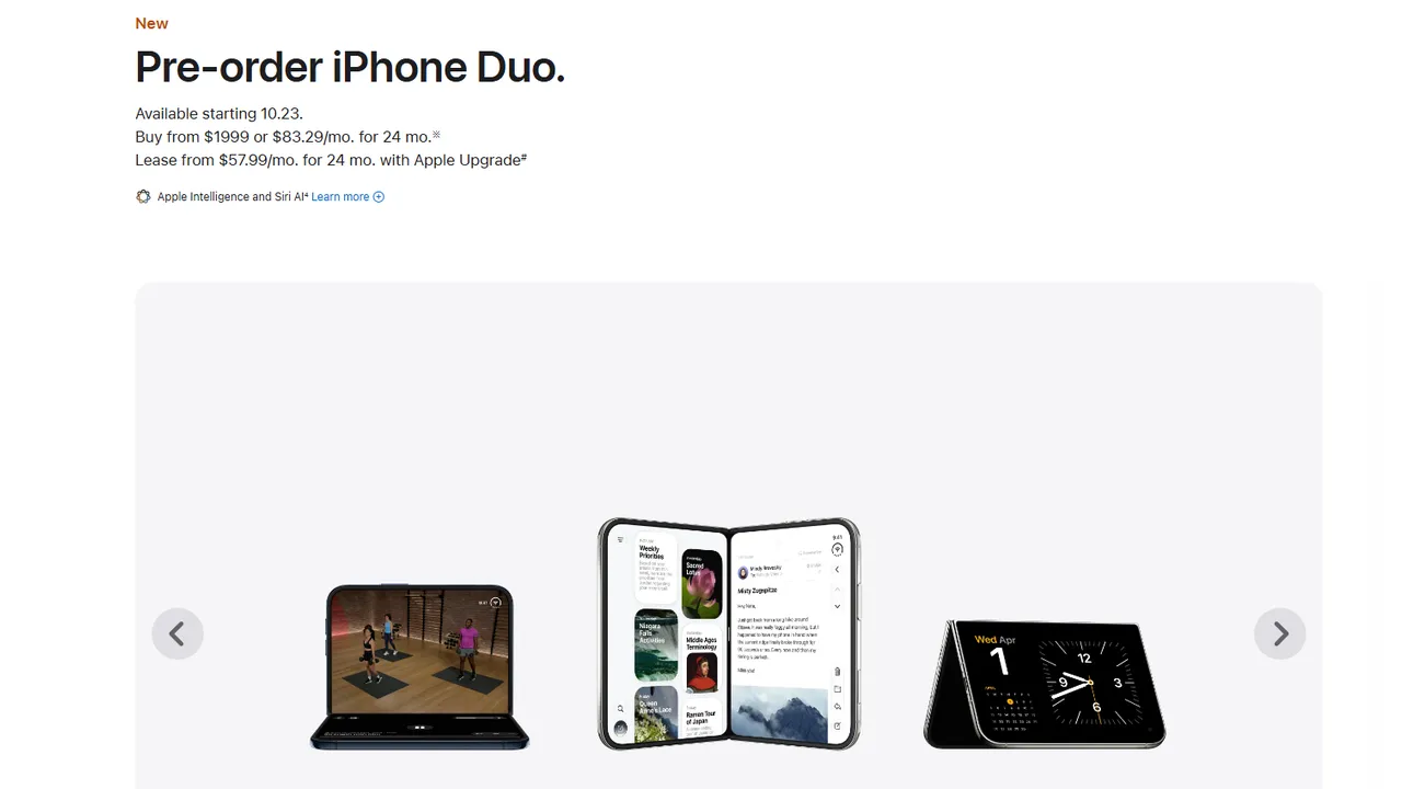 Цены на IPhone Duo на официальном сайте Apple