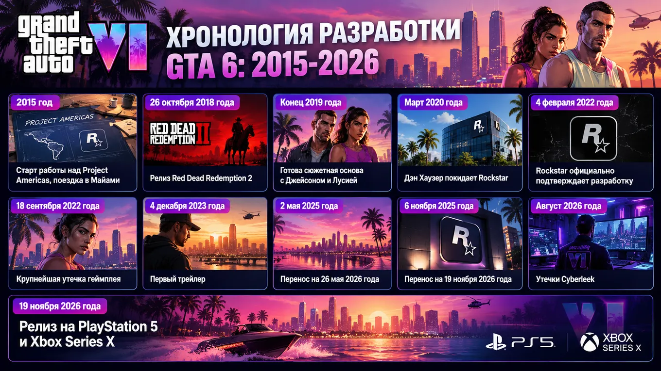 Визуализированная хронология разработки GTA 6