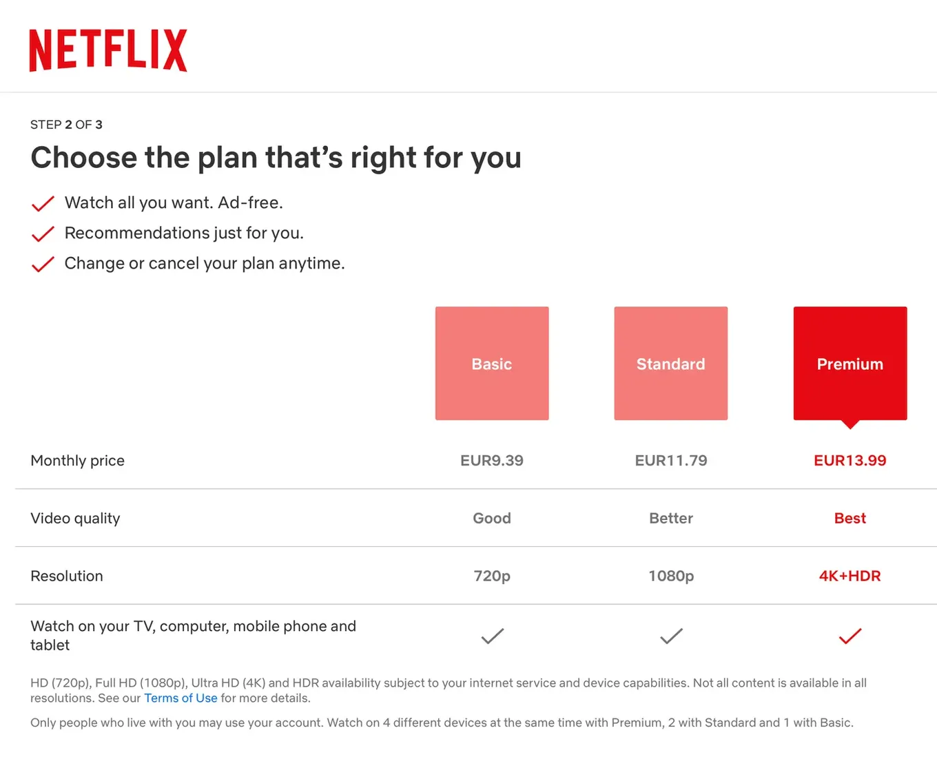 Второй этап создания аккаунта Netflix