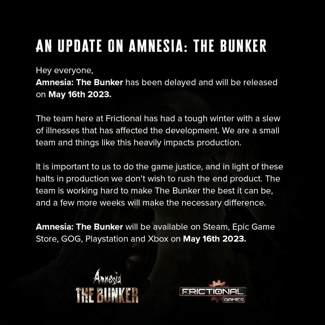 Заявление Frictional Games