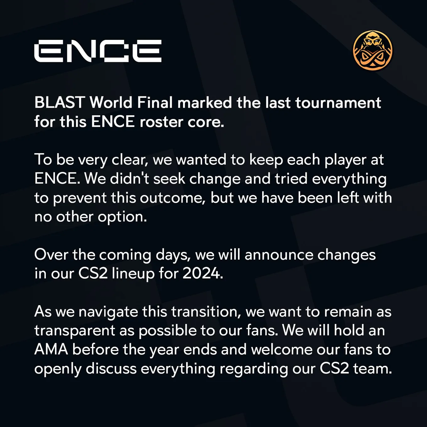 Заявление ENCE