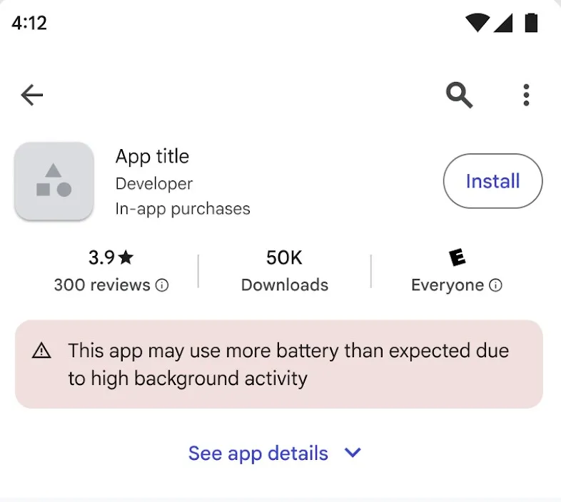 Предупреждение о приложении в Google Play