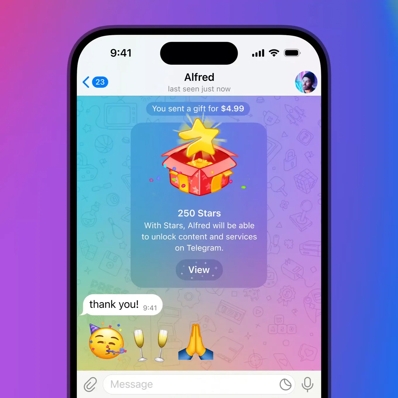 Дарение звёзд в Telegram