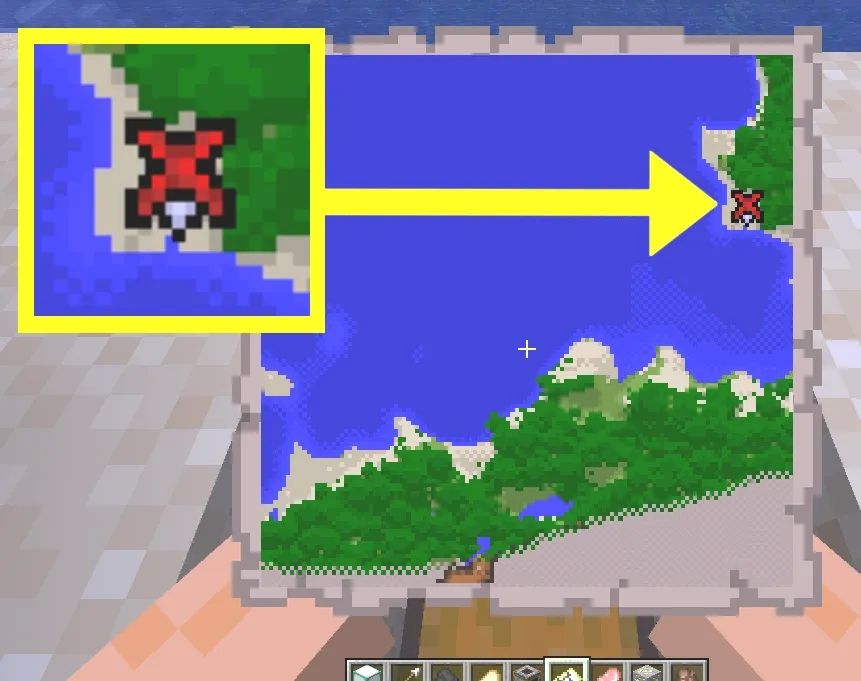 Карта сокровищ в Miinecraft