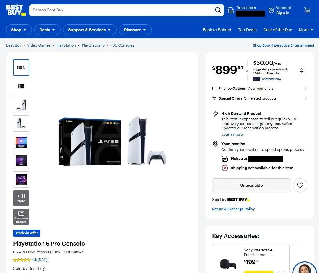 PlayStation 5 Pro в Best Buy
